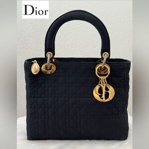 CHRISTIAN DIOR Lady Dior Cannage Hand Bag Medium